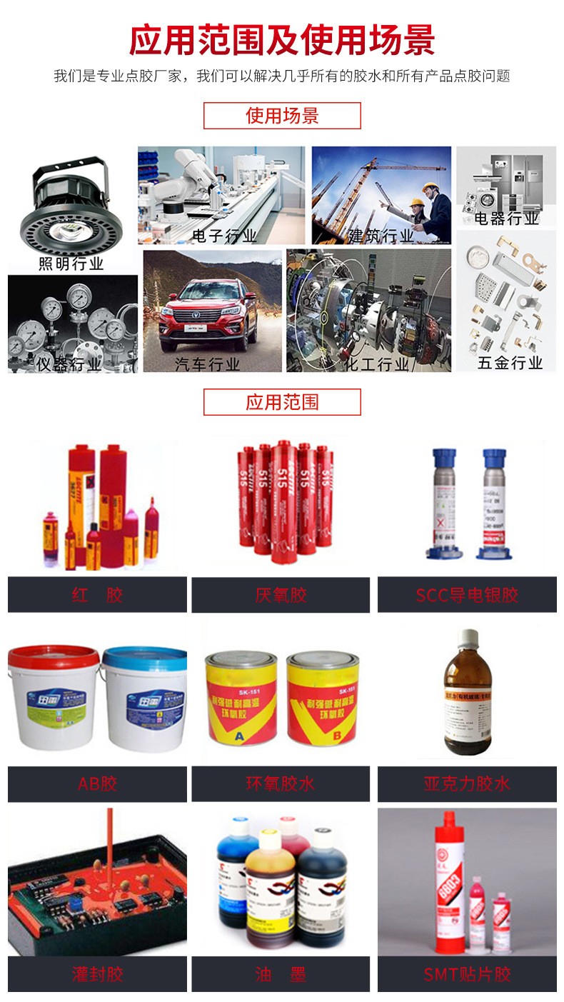 灌膠機適用膠水范圍